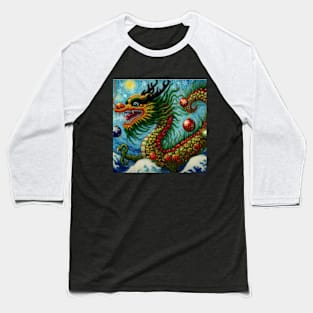 Chinese Christmas Dragon Pastel Art Baseball T-Shirt